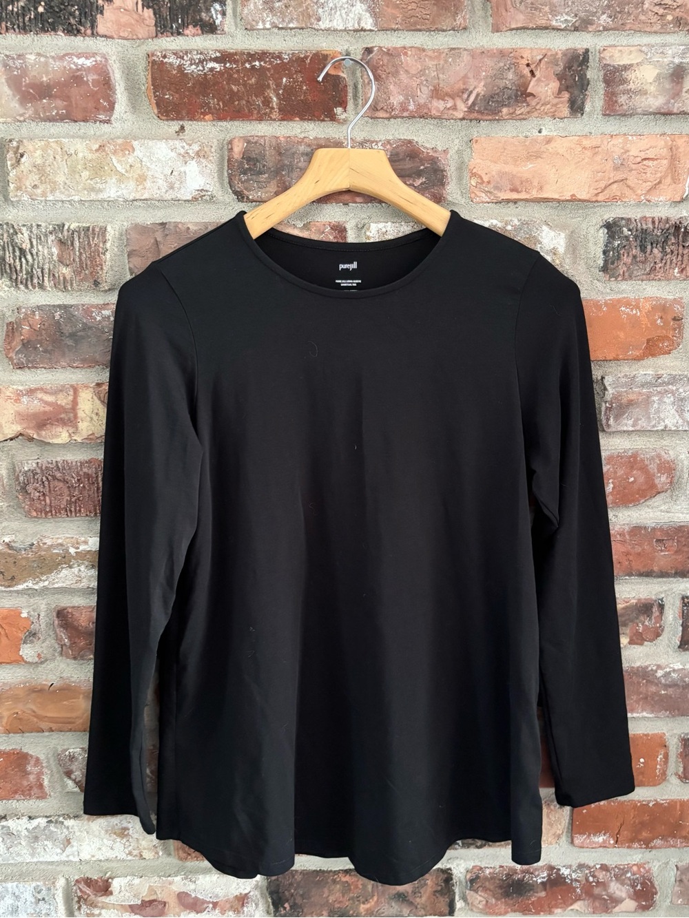 J. Jill Black Pima Cotton Long Sleeve Shirttail Tee T-shirt Top, S